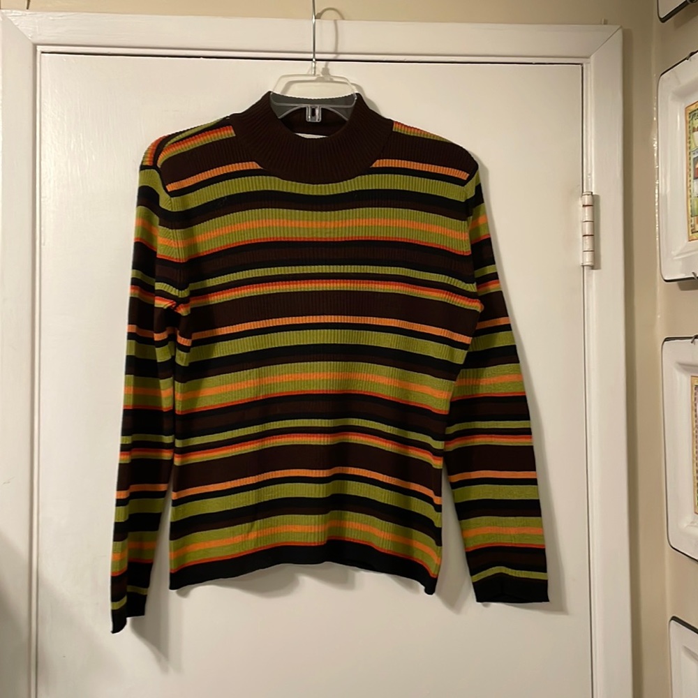 Beautiful and Vibrant Vintage Striped Dana Buchman Cowl Neck Sweater